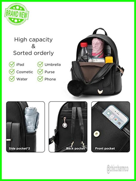 PU Leather Mini Backpack for Women Teen Girls Cute Adorable Daypack main image 5
